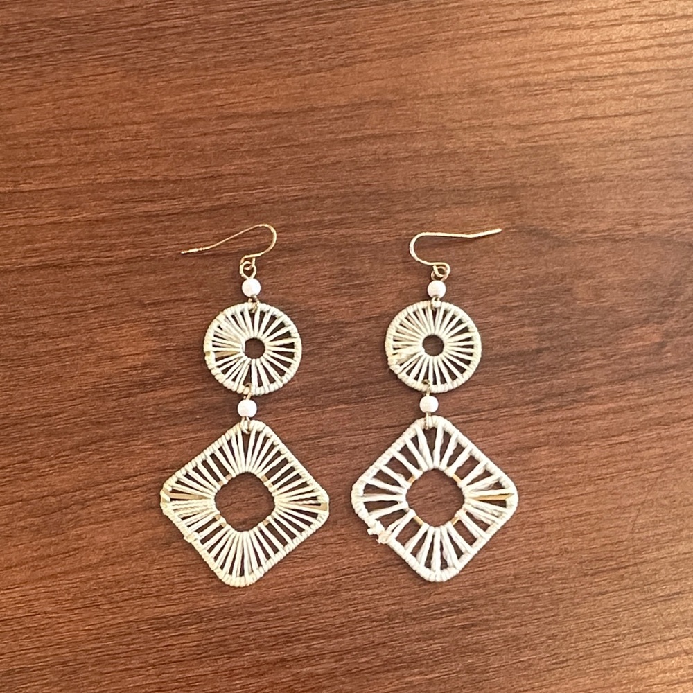 White and Gold Dangle Earrings